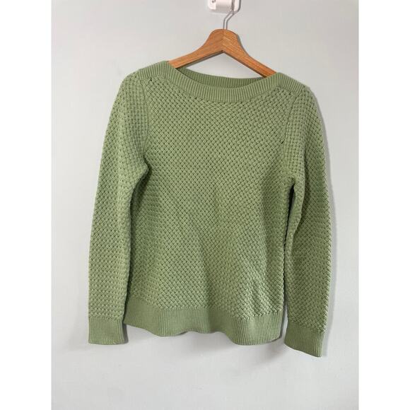 L.L. Bean Womens sz Small green knit weave sweater - Picture 1 of 7